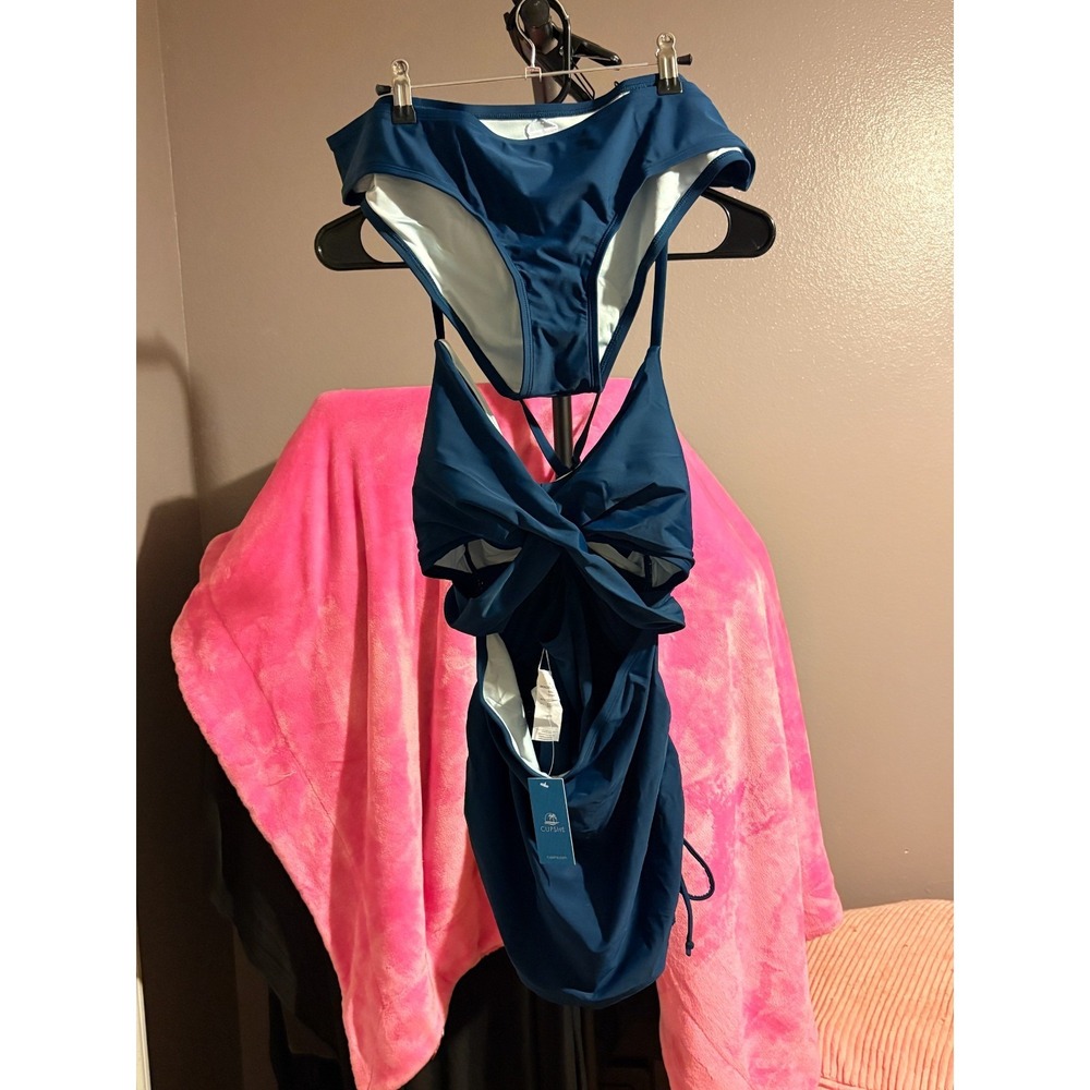 Nwt Cupshe Womens Tankini Top Swimsuit Size Extra Large Teal